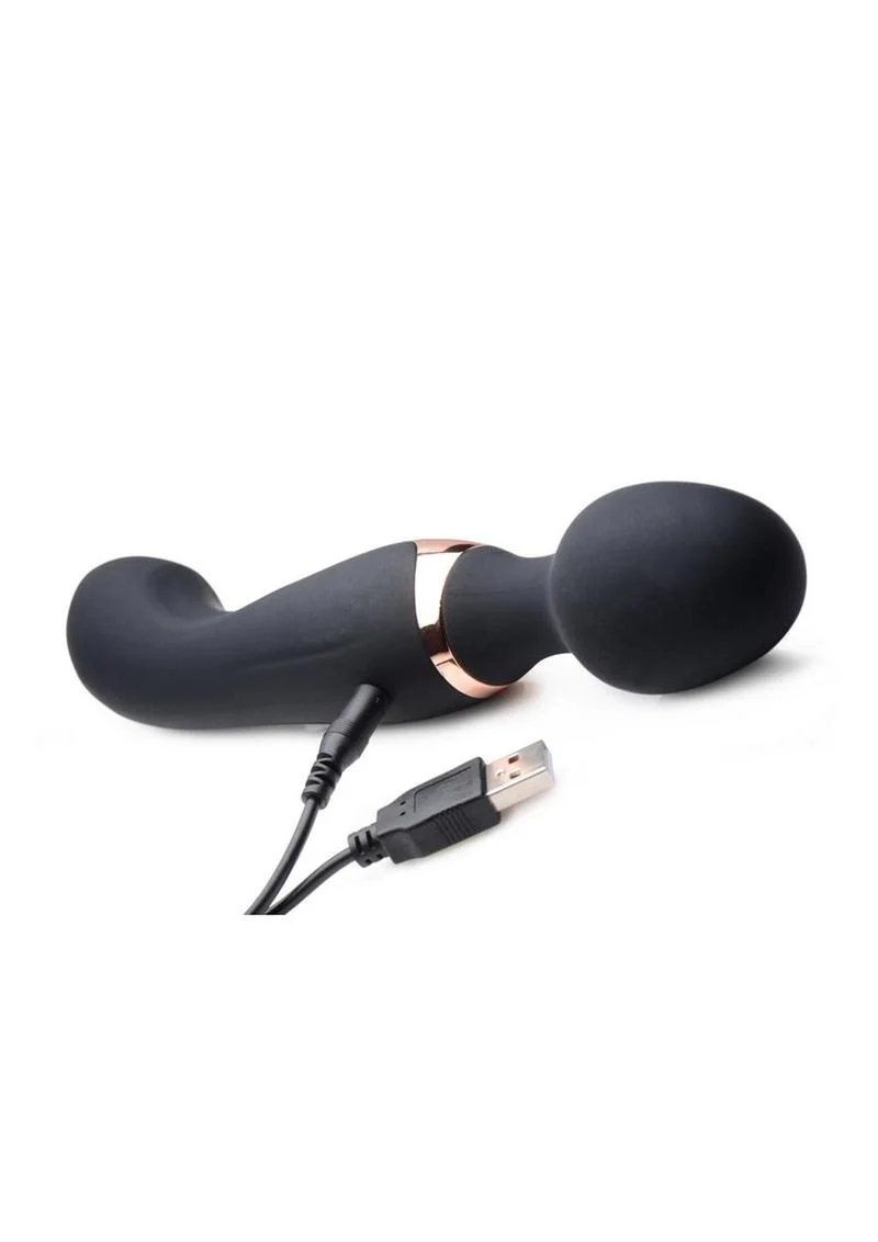 10X Dual Duchess Black 2-in-1 Silicone Vibrating Wand Massager - Image 2