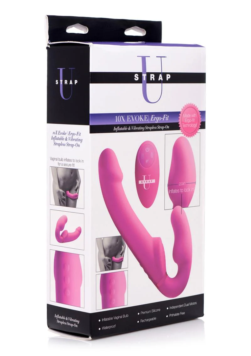 10X Evoke Ergo Fit Inflatable and Vibrating Strapless Strap On - Image 4