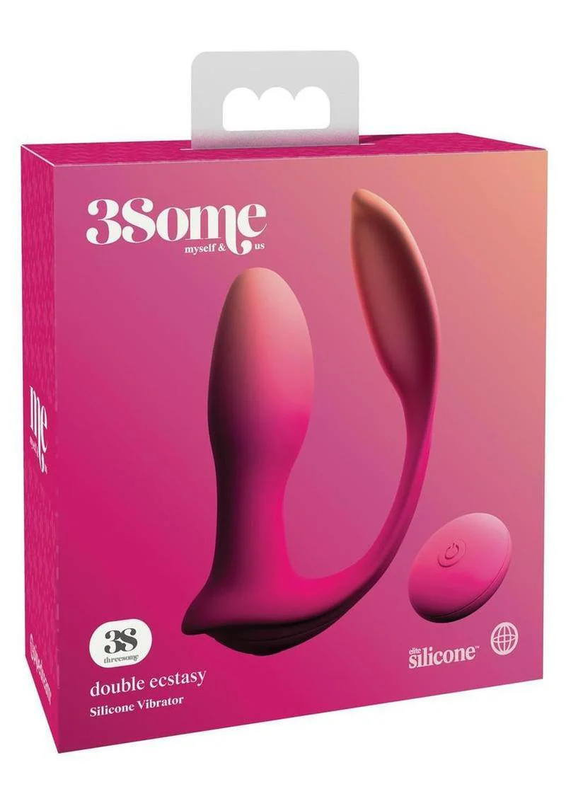 3Some Double Ecstasy Silicone Rechargeable Vibrator With Remote Control - Image 3