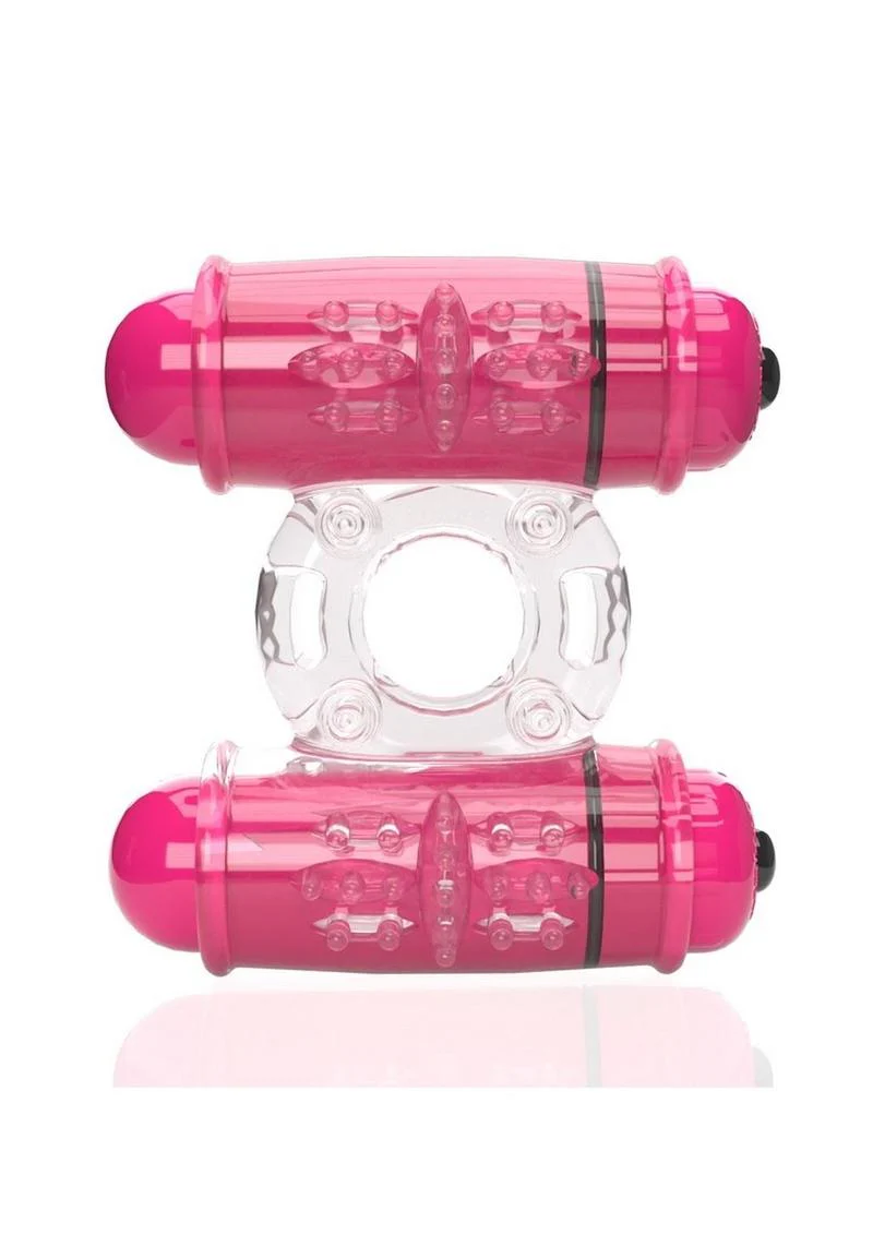 4B Double Wammy Rechargeable Silicone Dual Vibrating Couples Cock Ring - Image 2