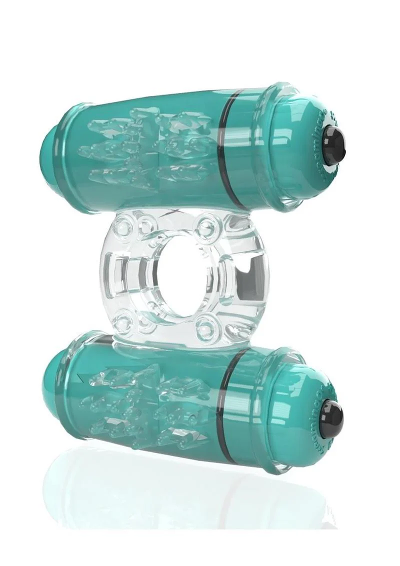4B Double Wammy Rechargeable Silicone Dual Vibrating Couples Cock Ring - Image 4