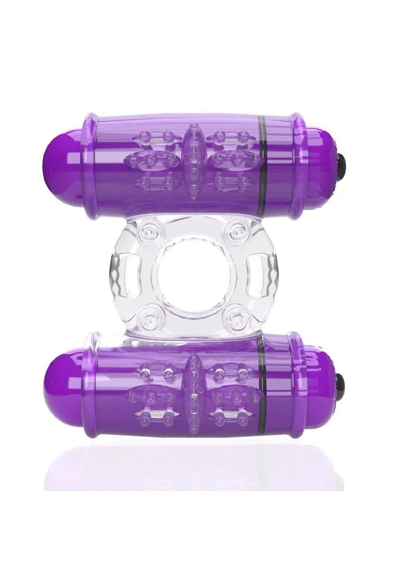 4B Double Wammy Rechargeable Silicone Dual Vibrating Couples Cock Ring - Image 5