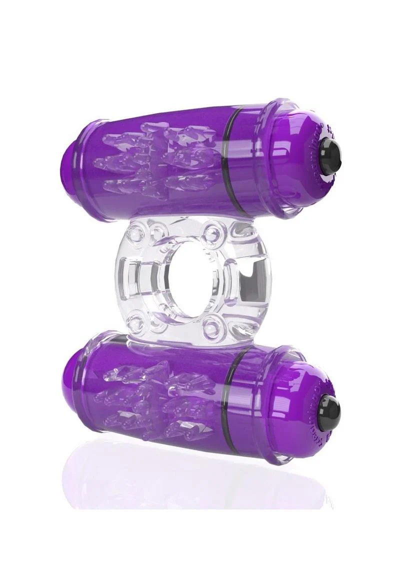 4B Double Wammy Rechargeable Silicone Dual Vibrating Couples Cock Ring - Image 6