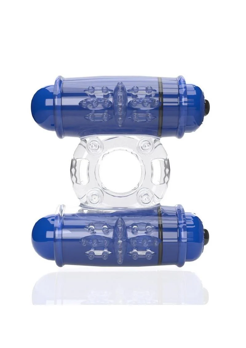 4B Double Wammy Rechargeable Silicone Dual Vibrating Couples Cock Ring - Image 7