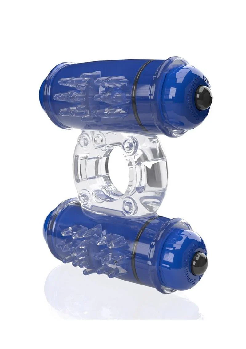 4B Double Wammy Rechargeable Silicone Dual Vibrating Couples Cock Ring - Image 8