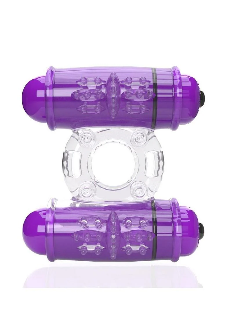 4T Double Wammy Silicone Dual Vibrating Couples Cock Ring - Image 7