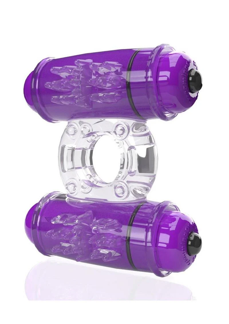 4T Double Wammy Silicone Dual Vibrating Couples Cock Ring - Image 8