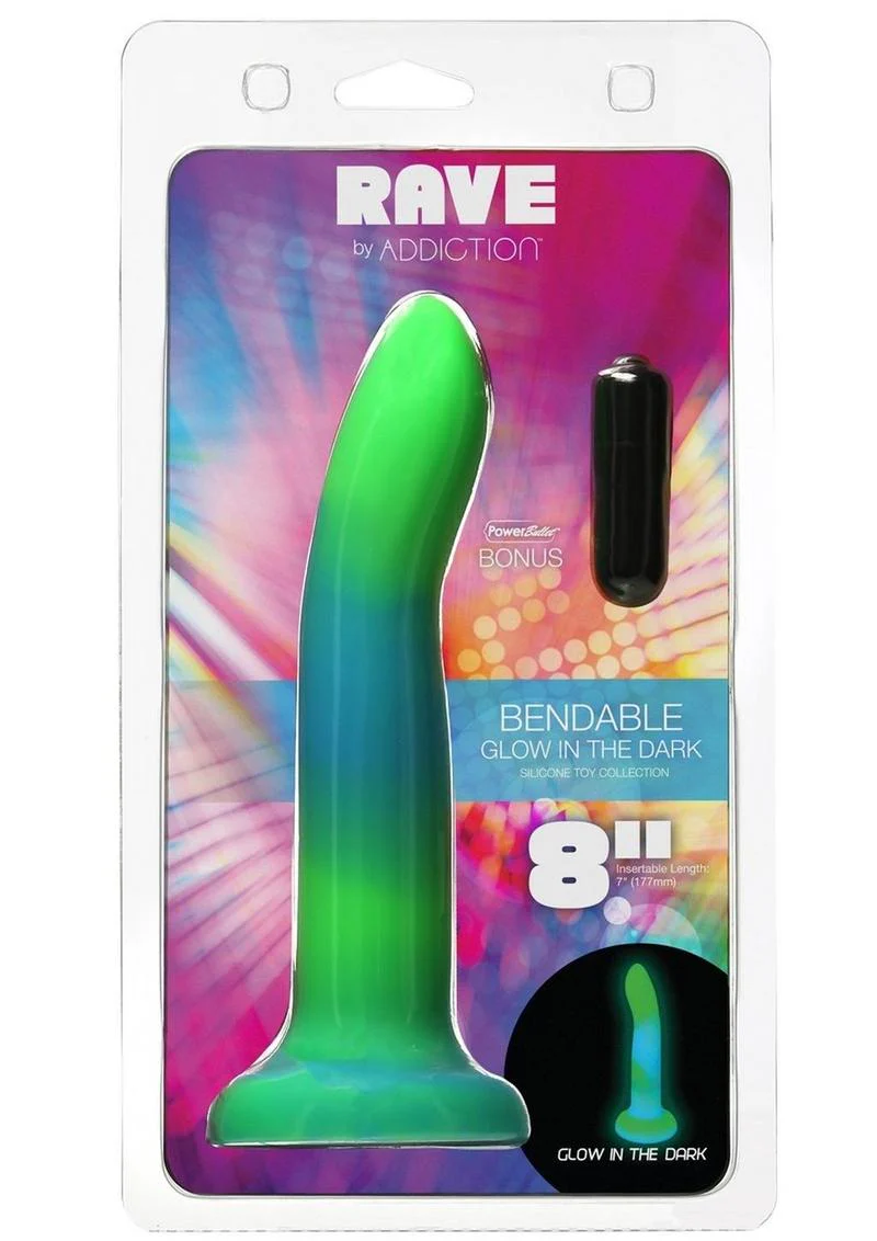 Addiction Rave Glow-in-the-Dark Bendable Silicone Dildo - Image 11