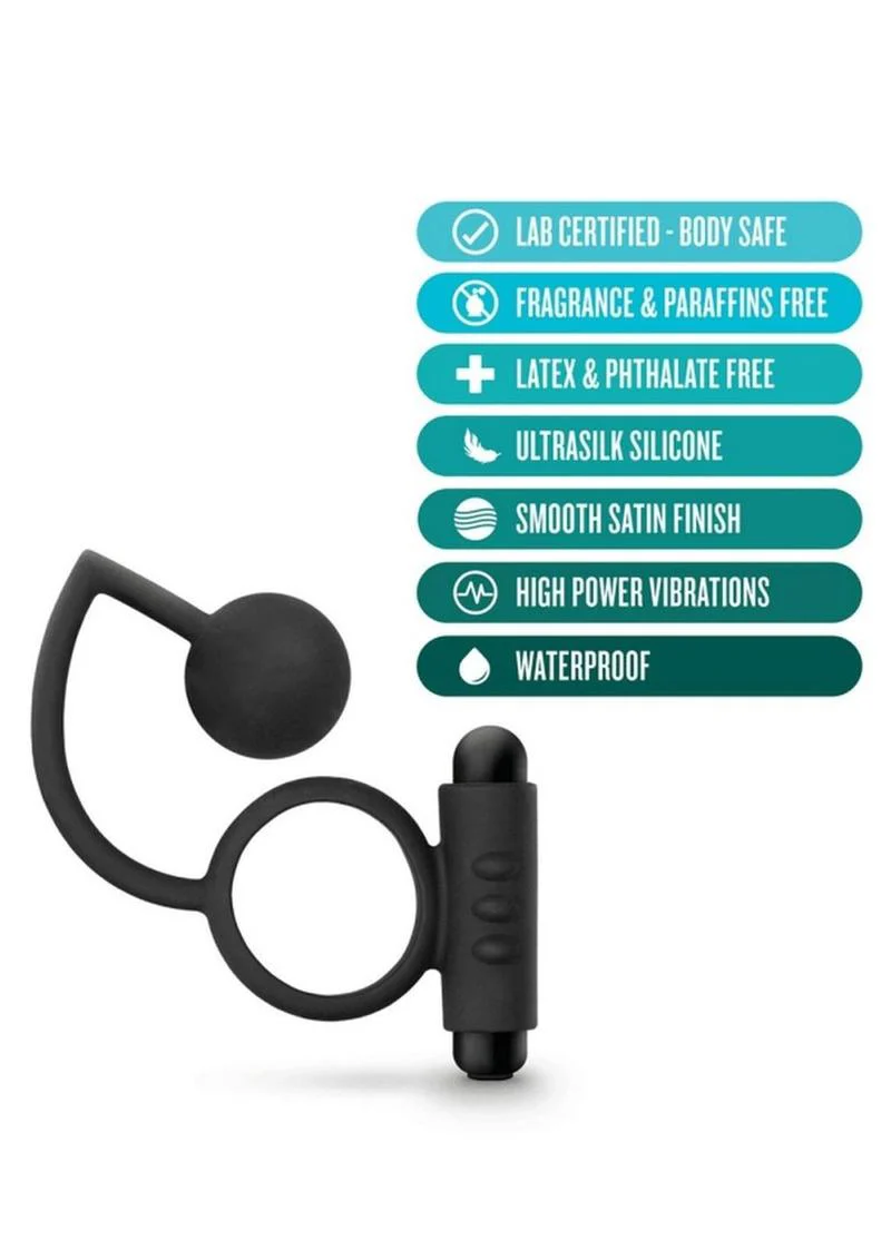 Anal Adventures Platinum Silicone Anal Ball With Vibrating C-Ring - Image 2