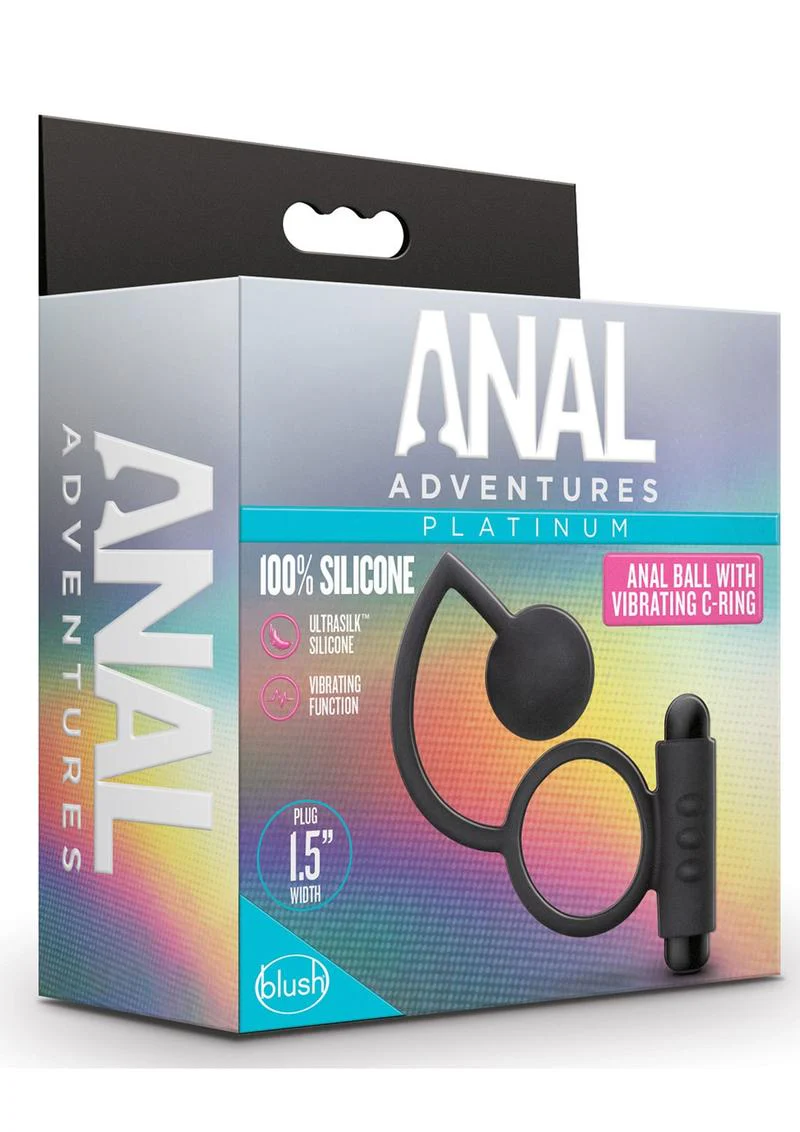 Anal Adventures Platinum Silicone Anal Ball With Vibrating C-Ring - Image 4