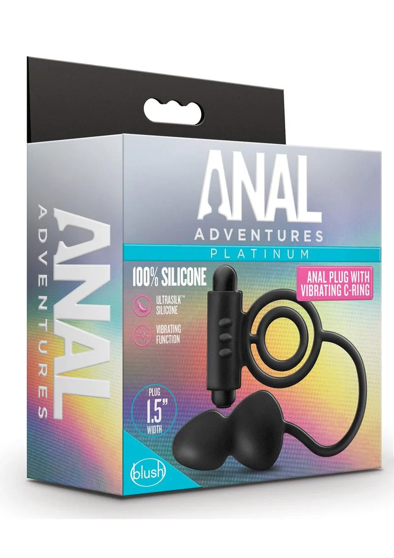 Anal Adventures Platinum Silicone Plug With Vibrating C-Ring - Image 3