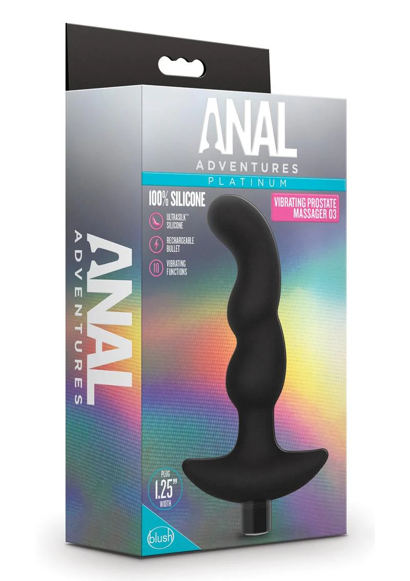 Anal Adventures Platinum Silicone Vibrating Prostate Massager - Image 3
