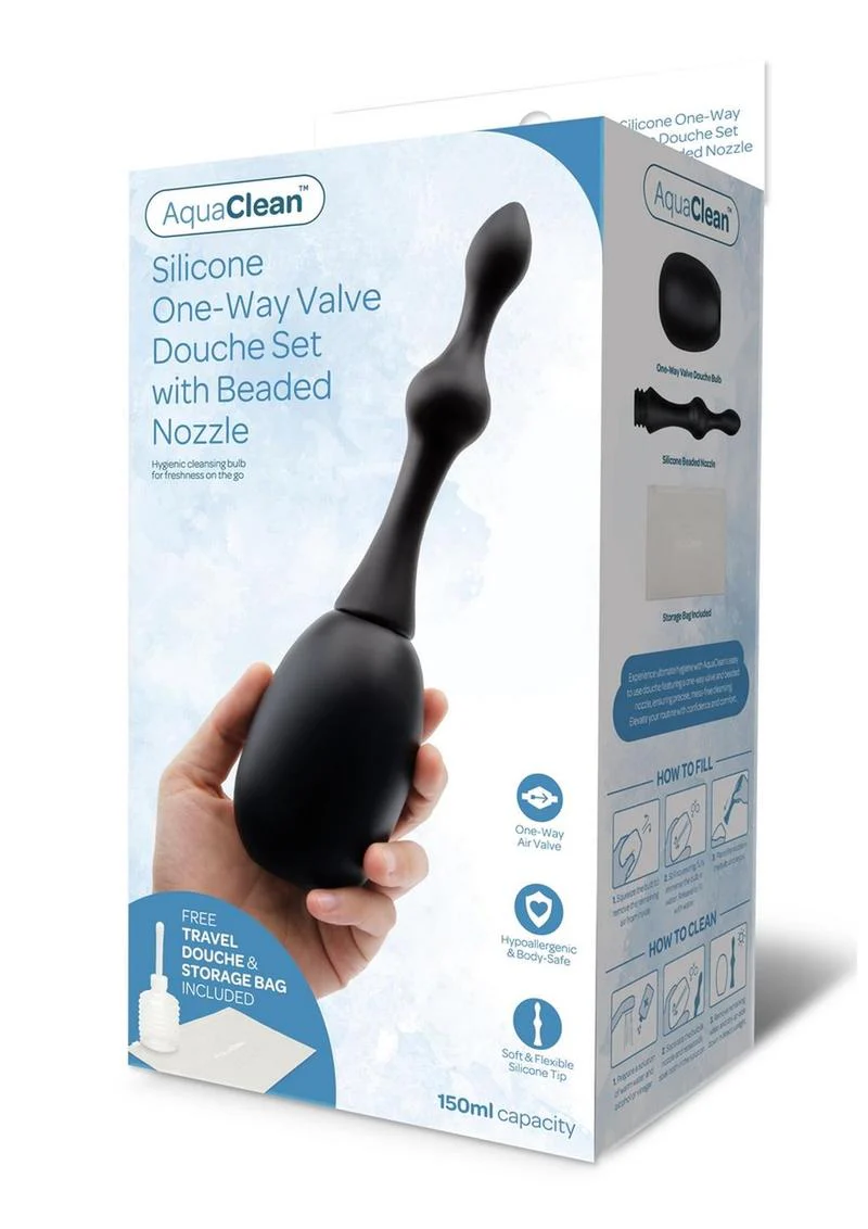 AquaClean 150ml Silicone One-Way Valve Douche with Beaded Nozzle - Image 4