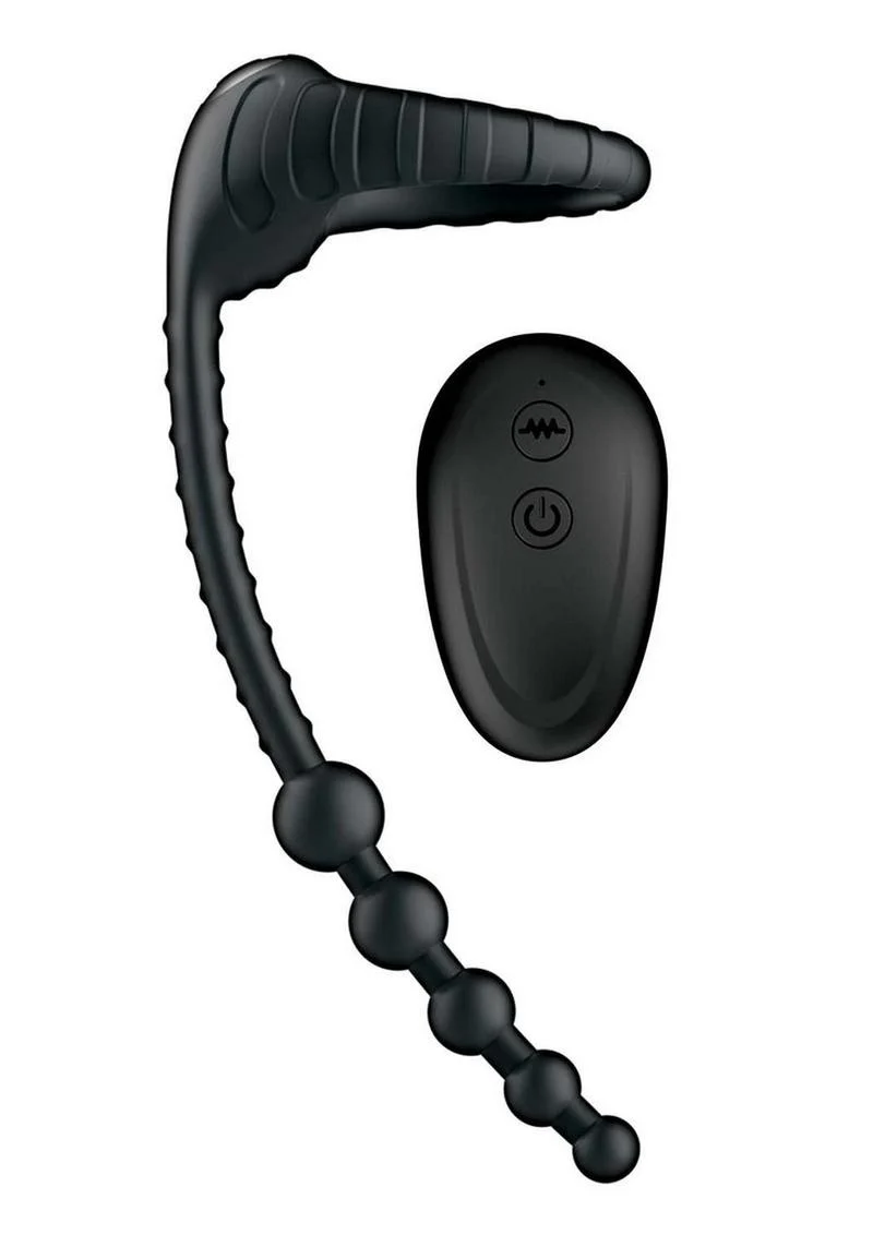 Atomic Dual Delight Rechargeable Silicone Cock Ring with Anal Beads - Image 2