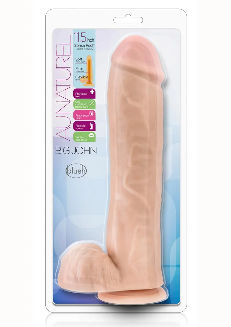 Au Naturel Big John Sensa Feel Dual Density Dildo with Balls - Image 7
