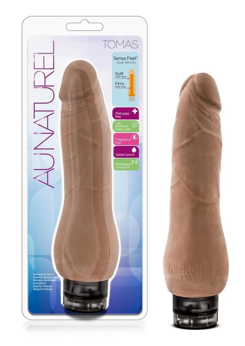 Au Naturel Tomas 9-inch Vibrating Caramel Dildo - Image 4
