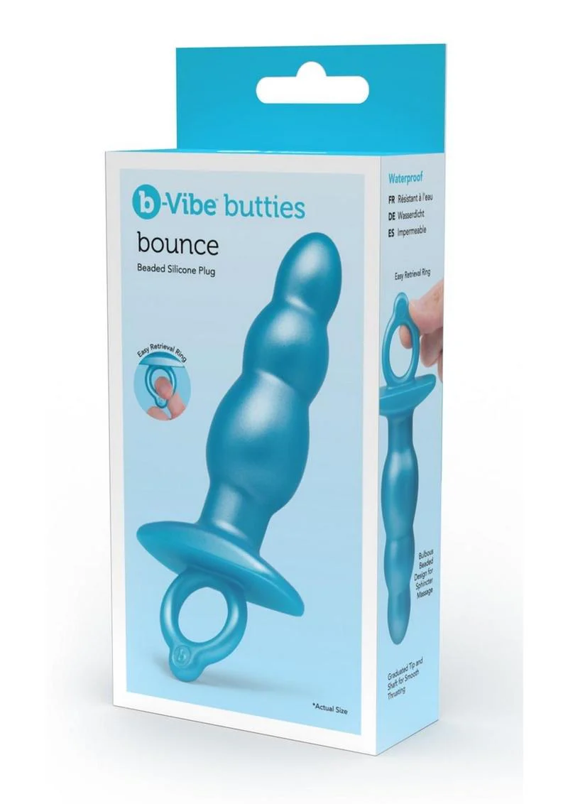 b-Vibe Bounce Beaded Silicone Plug Blue - Image 4