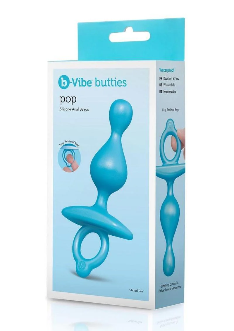 b Vibe Butties Pop Silicone Anal Beads Blue - Image 4