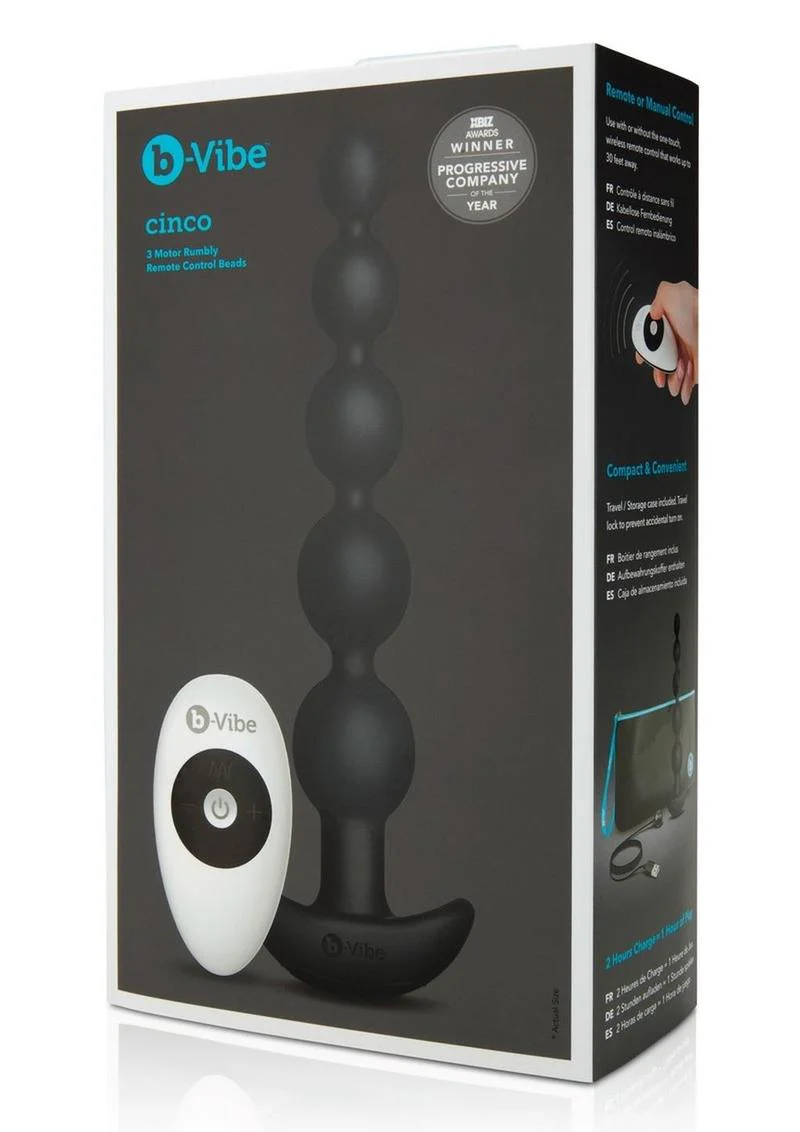 B-Vibe Cinco Rechargeable Silicone Anal Beads - Image 4