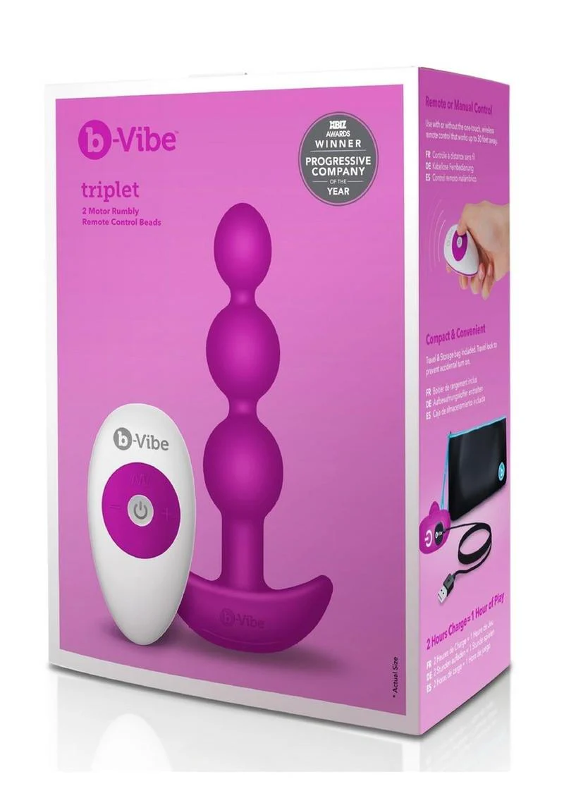 B-Vibe Triplet Rechargeable Anal Beads with Remote Control - Image 7