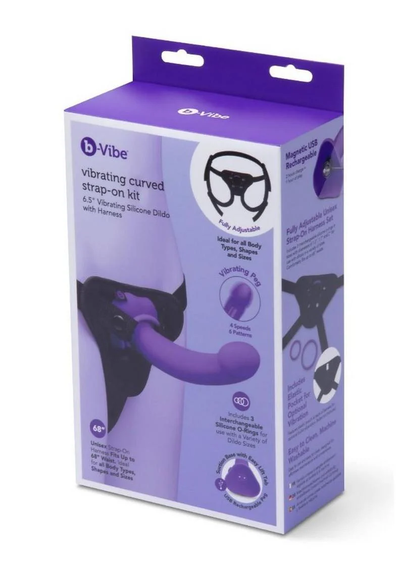 B-Vibe Vibrating Curved Strap-On Kit - Image 4
