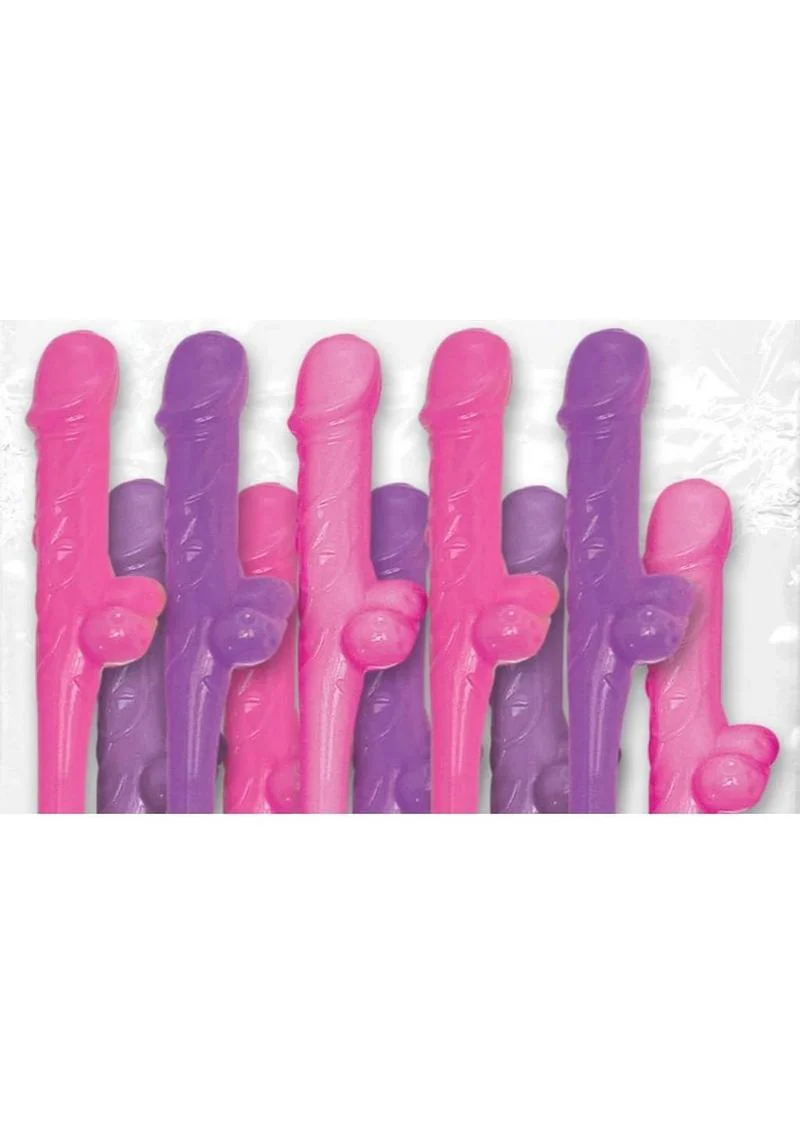 Bachelorette Glow in the Dark Dicky Sipping Straws - Image 2
