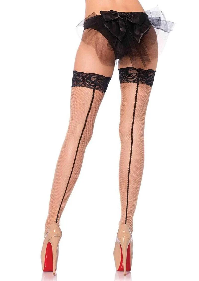 Backseam Lace Top Fishnet Thigh Highs - Image 2