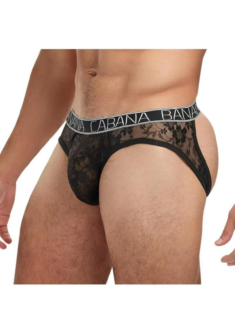Banana Cabana Lace Nights Open Back Brief Sheer Men's Lace Lingerie - Image 3