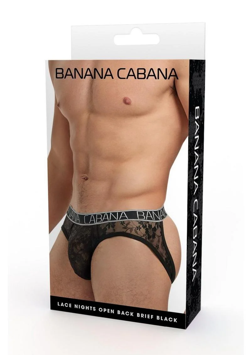 Banana Cabana Lace Nights Open Back Brief Sheer Men's Lace Lingerie - Image 5