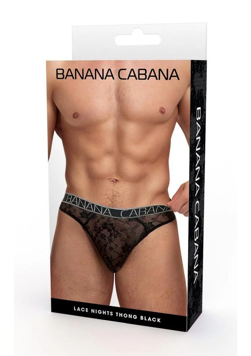 Banana Cabana Lace Nights Thong Sheer Floral Lace for Men - Image 5