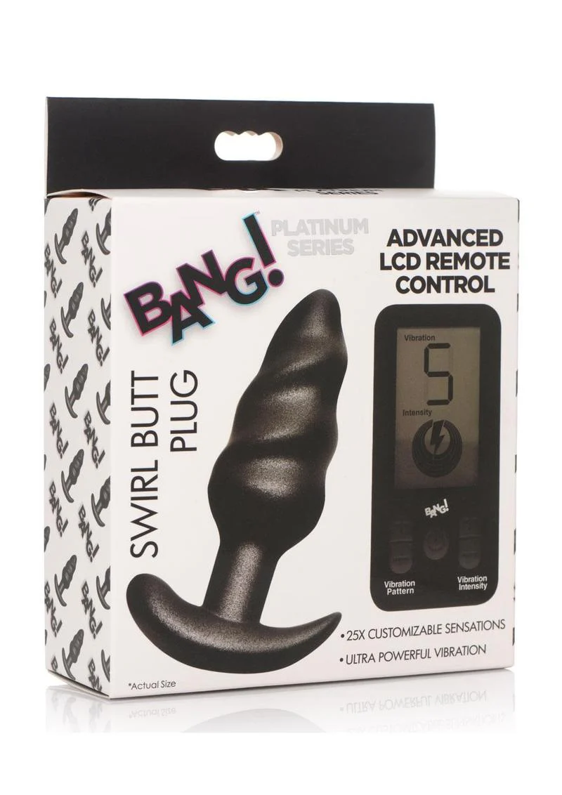 Bang! 25X Rechargeable Swirl Butt Plug with Remote Control - Image 4