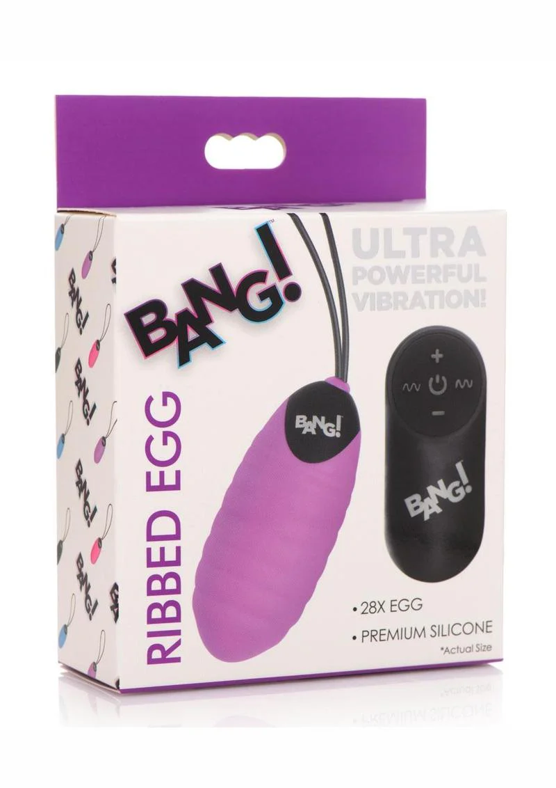 Bang! 28x Ribbed Rechargeable Silicone Egg With Remote Control - Image 4