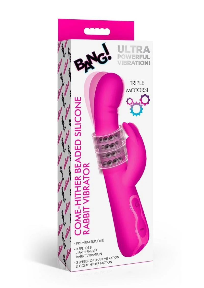 Bang! Come-Hither Beaded Silicone Rabbit Vibrator - Image 4