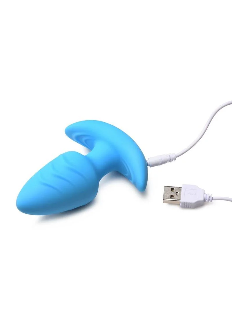 BANG Rotating And Vibrating Silicone Butt Plug Blue - Image 3