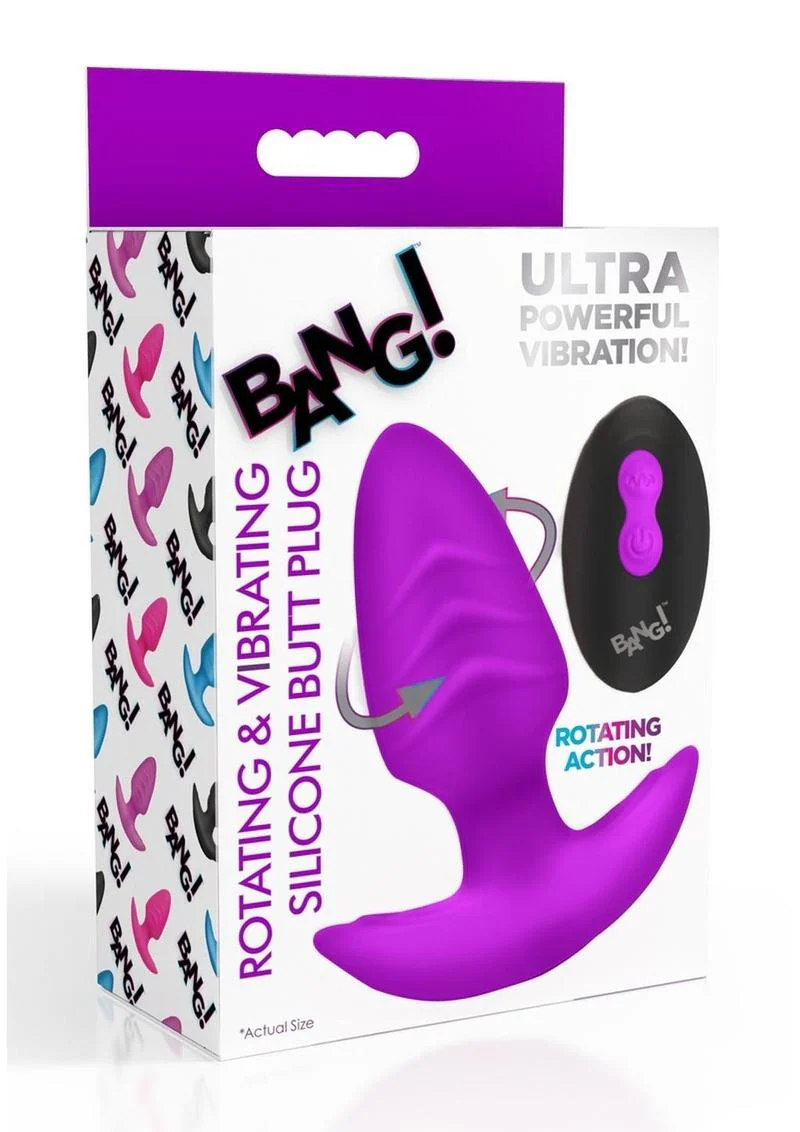 BANG Rotating And Vibrating Silicone Butt Plug Purple - Image 4