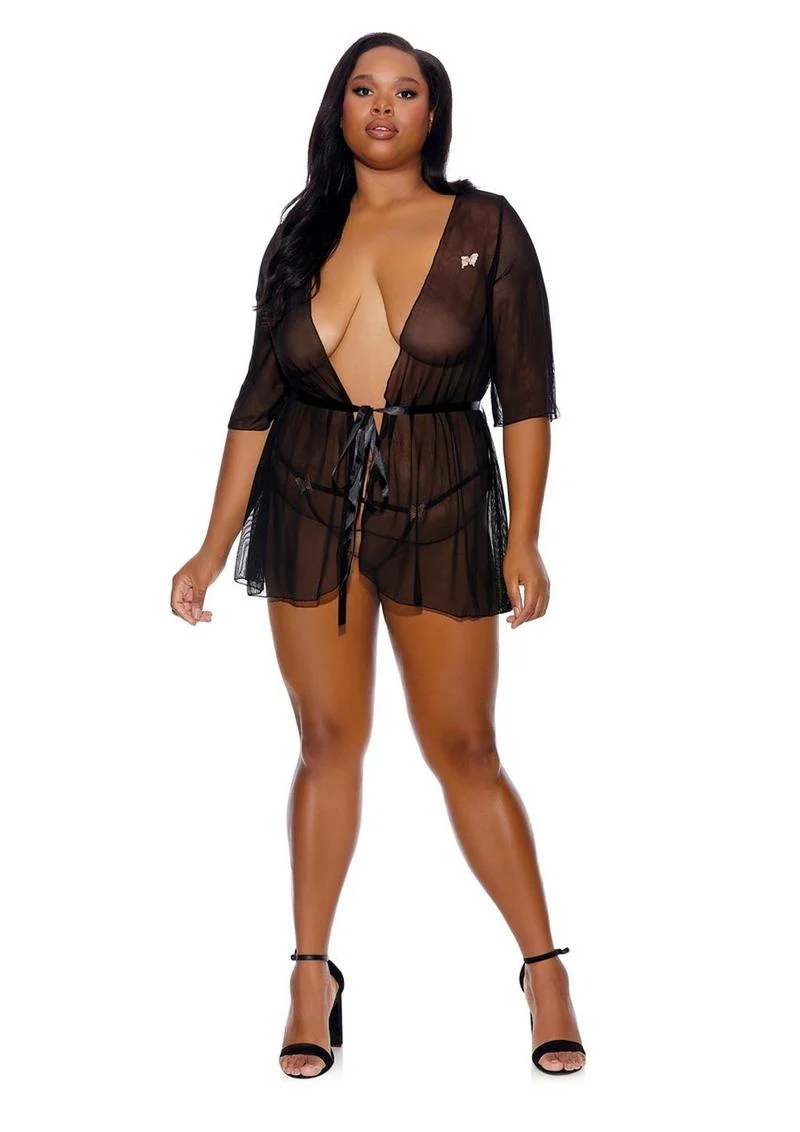 Barely Bare Sheer Black Peignoir - Image 3