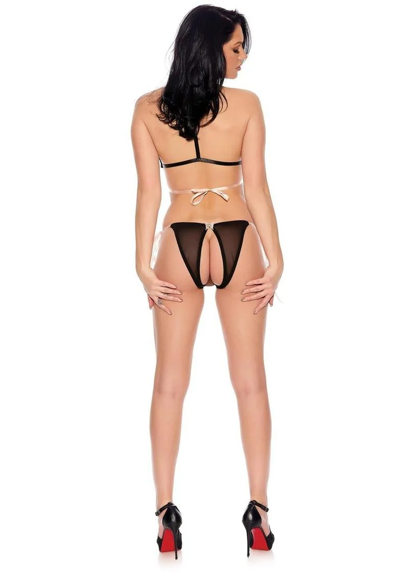 Barely Bare Tie-Up Bralette And Open Panty Set - Image 3