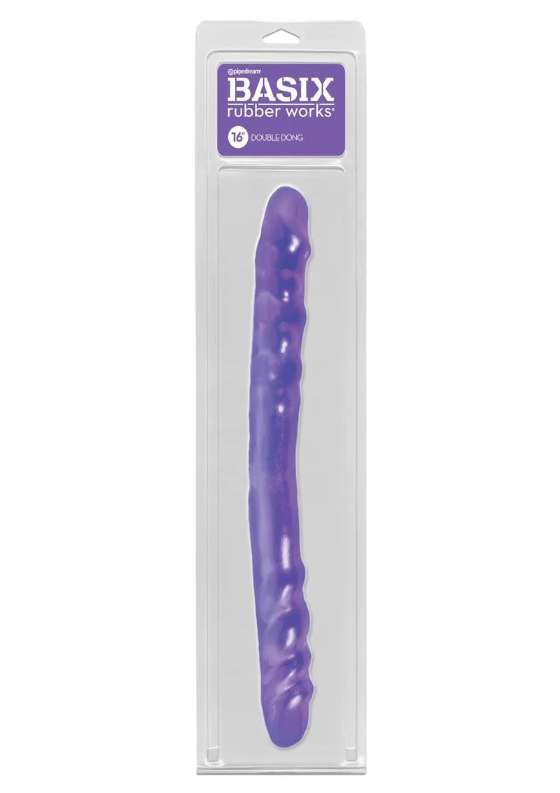 Basix Rubber Works 16 Inch Double Dong Purple Flexible Dildo - Image 2