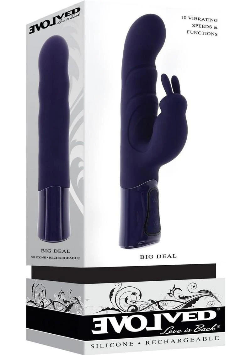 Big Deal Girthy Rechargeable Silicone Rabbit Vibrator - Image 4