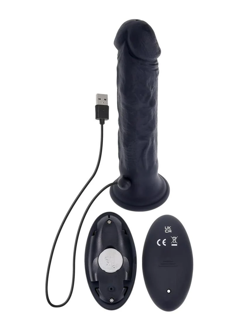 Black Thunder Rechargeable Dildo with Remote Control – Black - Image 3
