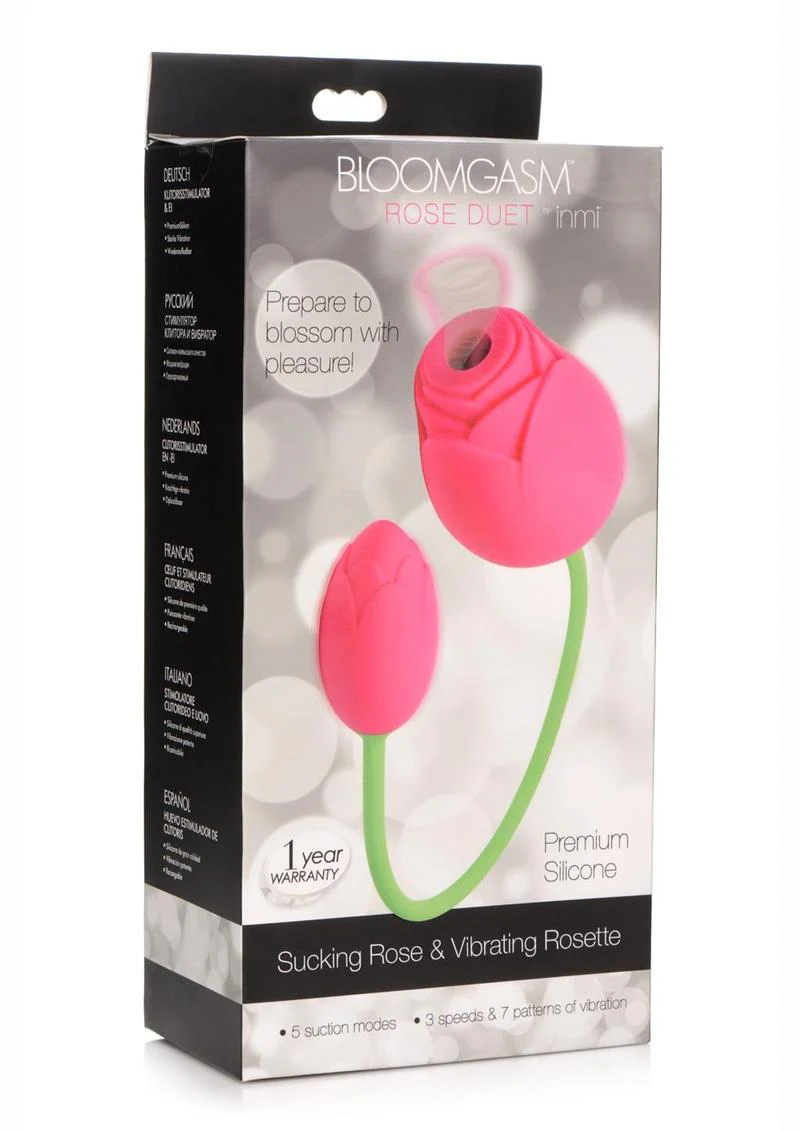 Bloomgasm Rose Duet Silicone Rechargeable Vibrating  Stimulator - Image 3