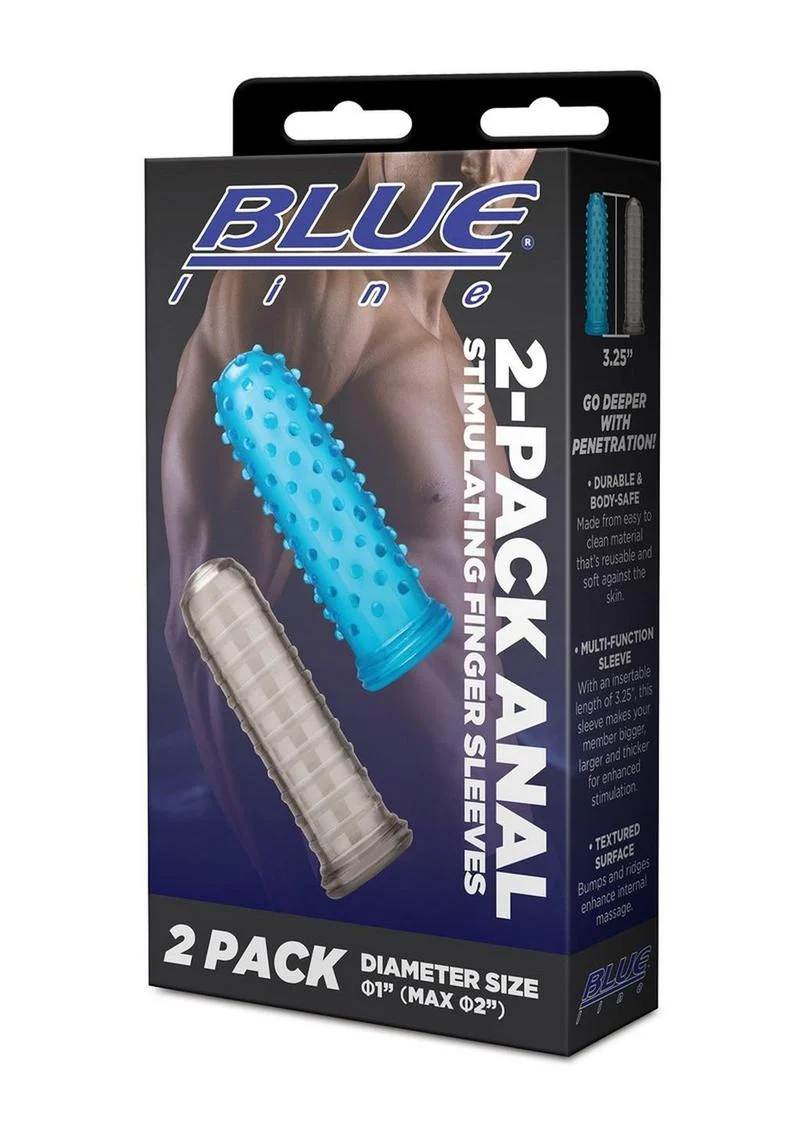 Blue Line 2 Pack Anal Stimulating Finger Sleeves - Image 3