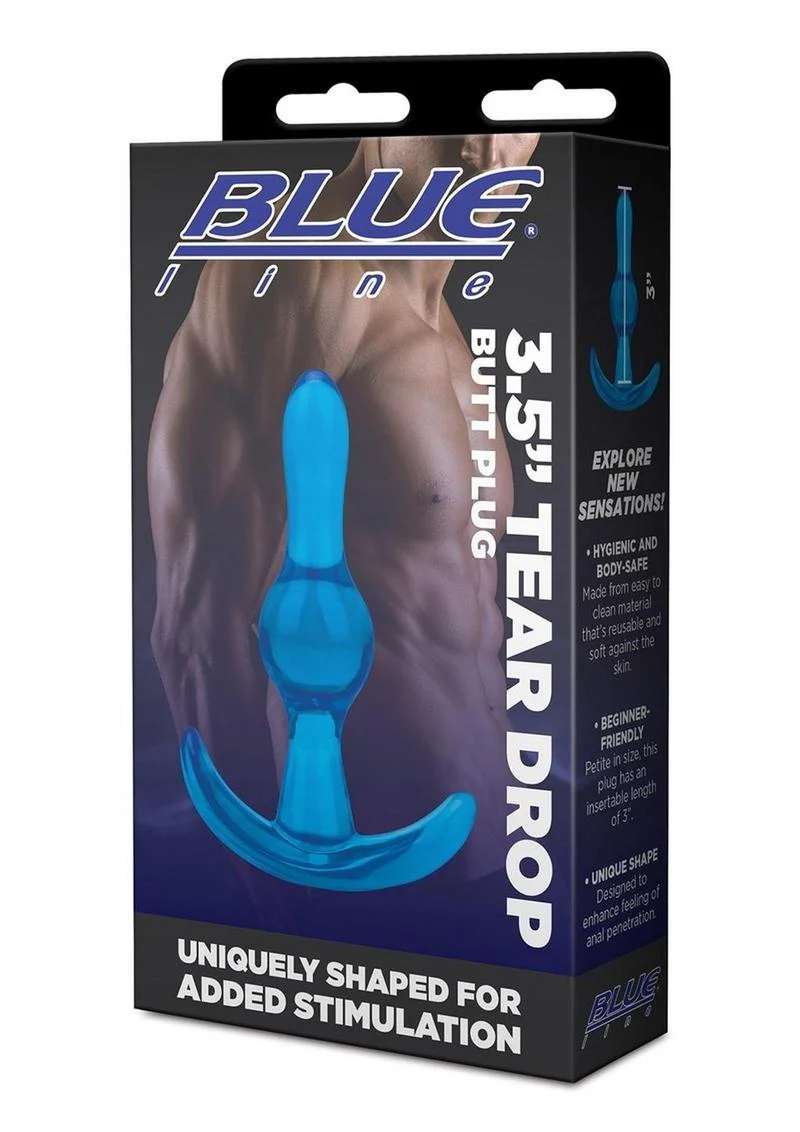 Blue Line 3.5 Inch Tear Drop Butt Plug - Image 3