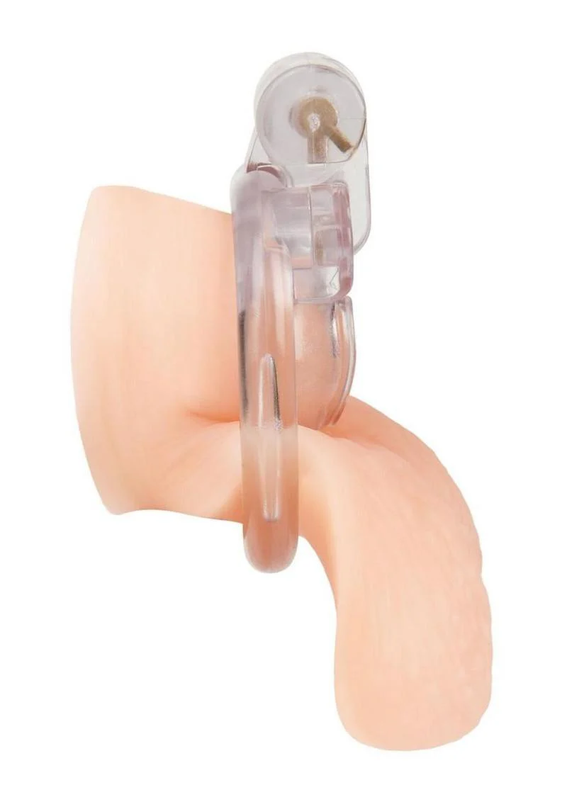 Blue Line Acrylic See-Thru Mini Chastity Cage - Image 2