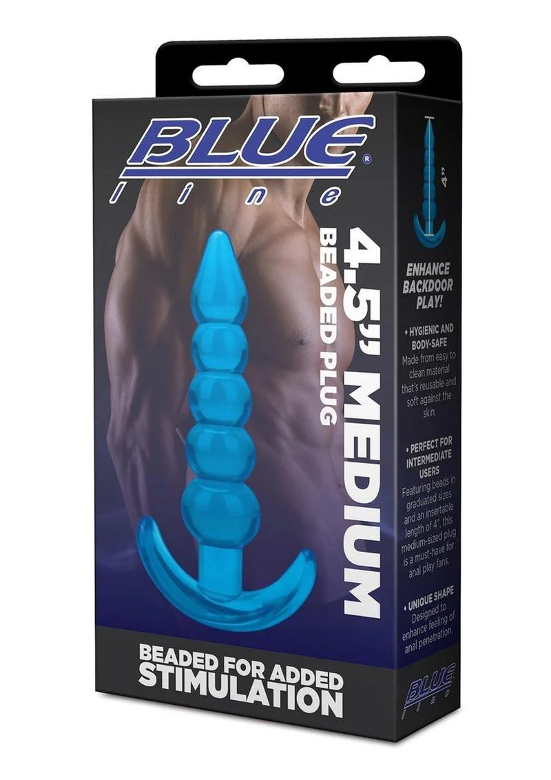 Blue Line Medium Beaded Anal Plug - Image 3