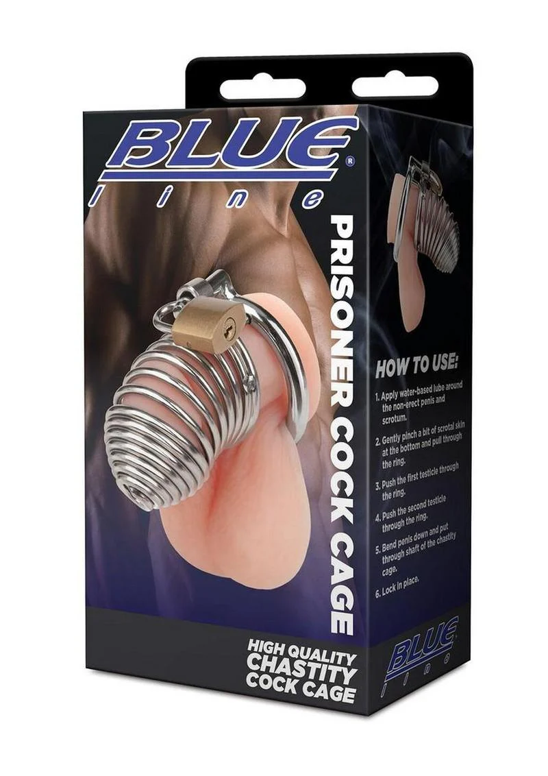 Blue Line Prisoner Chastity Cock Cage - Image 3