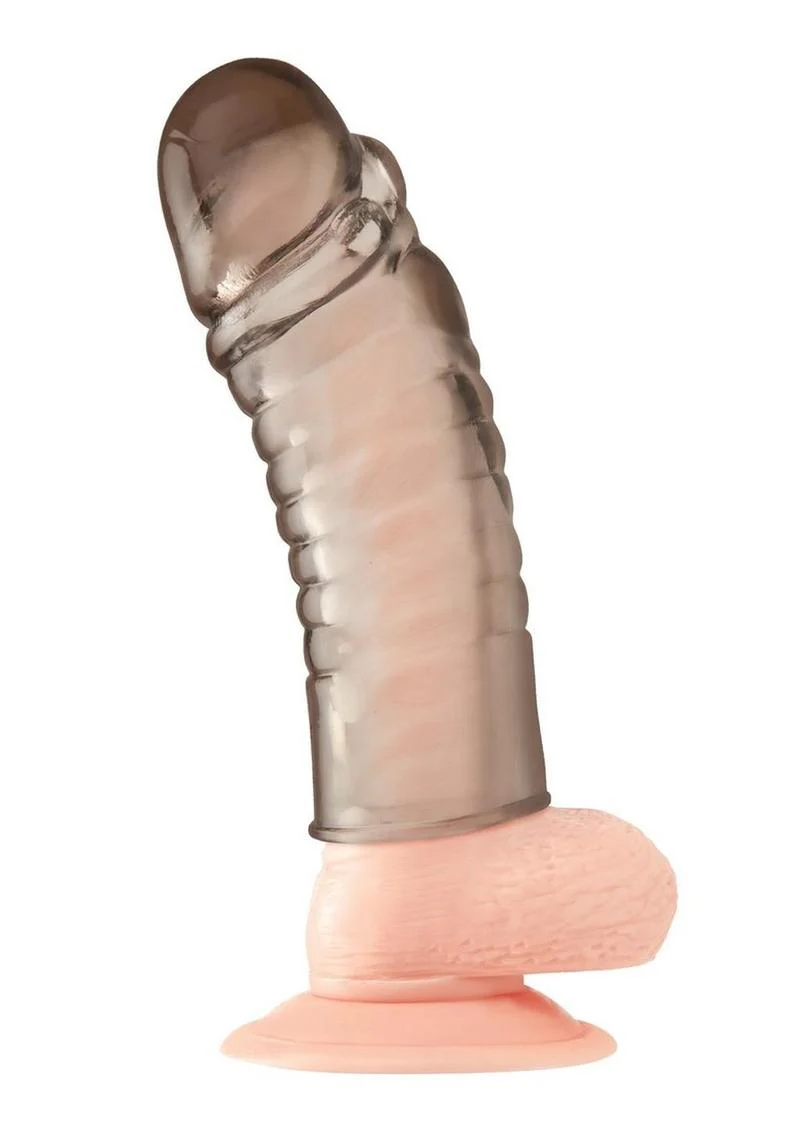 Blue Line Ribbed Realistic Penis Enhancing Sleeve - Image 2