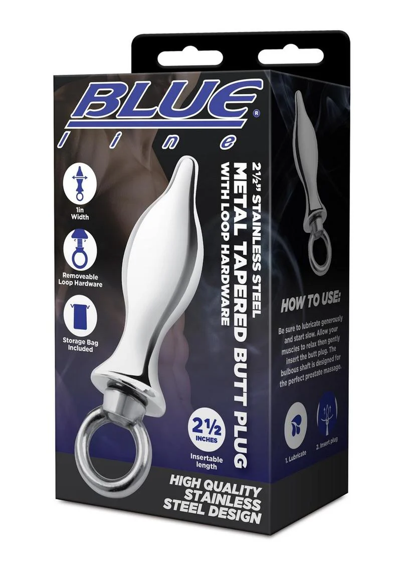 Blue Line Stainless Steel Metal Tapered Butt Plug - Image 4