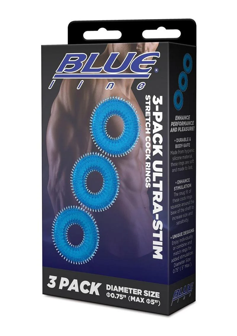 Blue Line Ultra-Stim Stretch Cock Rings For Enhance Performance - Image 3