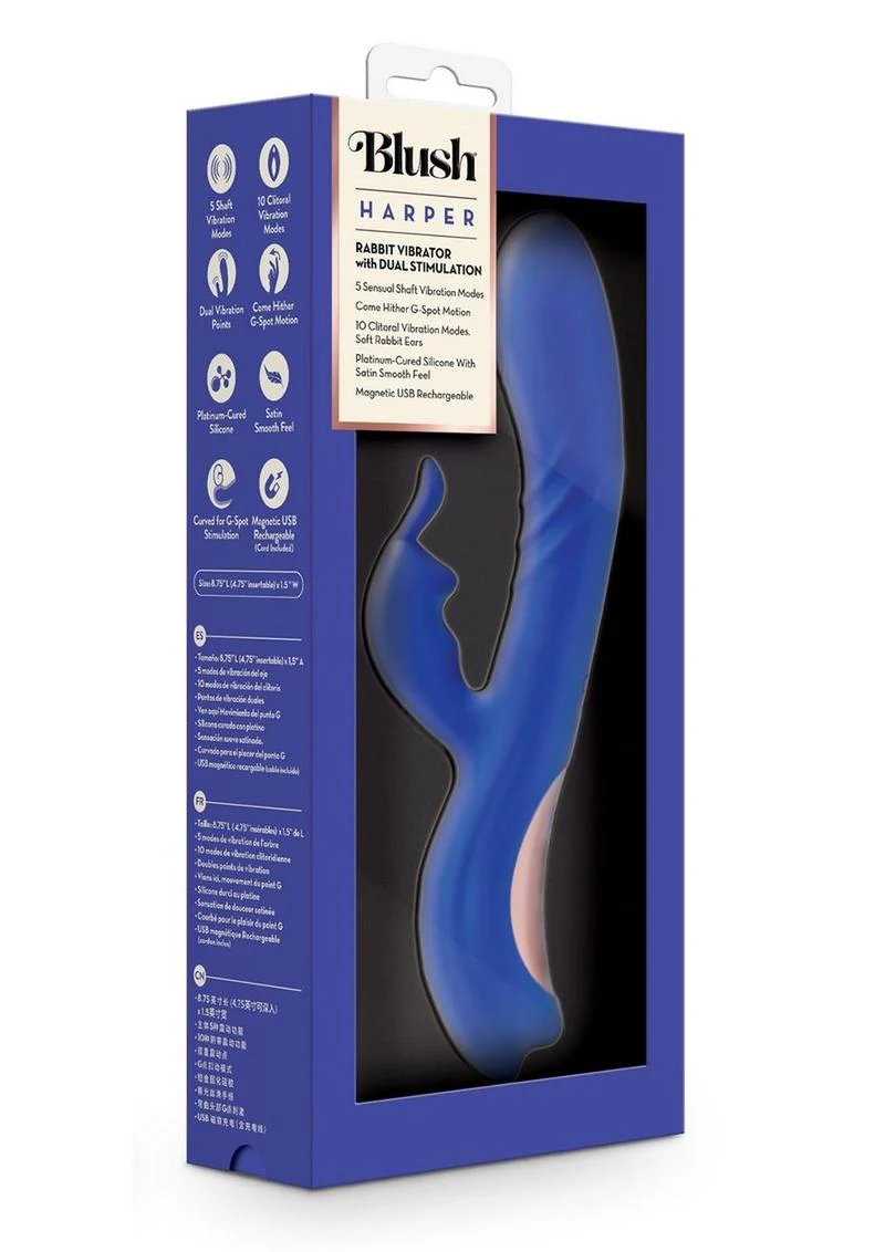 Blush Collection Harper Rechargeable Silicone Rabbit Vibrator - Image 4